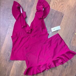 Elegant Pink Ruffle Bikini Set